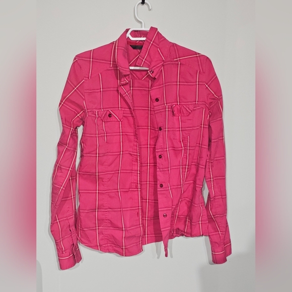 RARE Sample Arc'teryx Pink Plaid Womens Flannel Button Up Shacket M - Picture 1 of 5